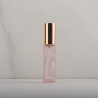 Bouteille en verre rose de luxe couvercle de pompe Glad 5ml 10ml 15ml 20ml crème de soin de la peau forme carrée emballage cosmétique parfumé