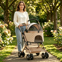 Poussette pour animaux de compagnie en alliage d'aluminium, pliable, avec porte-bébé amovible pour petits chiens et chats, chariot de voyage léger