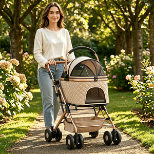 <span class=keywords><strong>Poussette</strong></span> <span class=keywords><strong>pour</strong></span> animaux de compagnie en alliage <span class=keywords><strong>d</strong></span>'aluminium, pliable, avec porte-bébé amovible <span class=keywords><strong>pour</strong></span> petits chiens et chats, chariot de voyage léger - Product Image 1