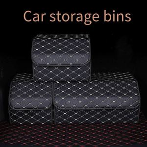 Leather Large Capacity Auto Multifunction <b>Foldable</b> Storage Bag Car Trunk Organizer Box - Product Image 2