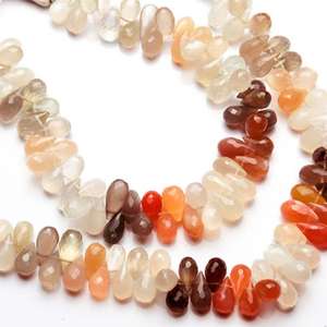 Moonstone Facet Briolette รูปทรงหยดน้ำหลากสีพีช,ขนาด9นิ้วเส้นใยเต็ม6*11มม. โดยประมาณ - Product Image 6