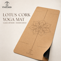 Bedruckte Kork-Yogamatte Künstlerisches Design Rutschfeste Natürliche Fitnessmatte für Professionelle Yoga-Studios Individuelles Logo