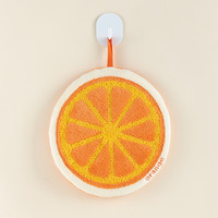 Lovely Fruit Design Hanging Hand Towel With Loop High Absorption Coral Fleece Towel for Kitchen Bathroom Daily Home Use