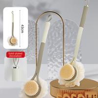 NOUVEAU Design 2-en-1 Brosse de nettoyage exfoliante à poils doux pour le corps Brosse à boule de bain à long manche