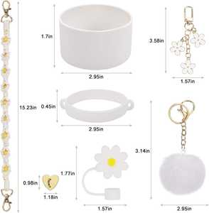 Juego de 7 Accesorios para Vasos de 40 oz, Decoraciones Iniciales para Vasos, Incluye Funda de Silicona para Pajita, Tapa, Base, Correa de Mano - Product Image 6