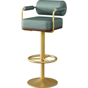 Chaise de bar pivotante réglable en hauteur, en acier doré, avec assise en <span class=keywords><strong>cuir</strong></span>, style moderne et décontracté, pour banquet de luxe Kockdown. - Product Image 5