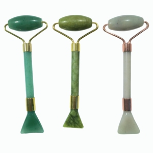 Natural Green Aventurine Grey Agate & Serpentine <b>Jade</b> Face <b>Roller</b> and Fish Tail Gua Sha Board for Skin Care - Product Image 1