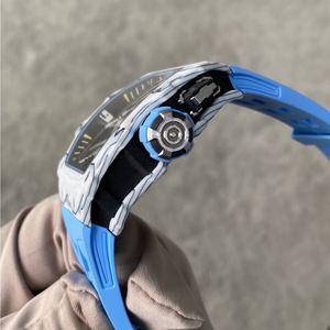 Reloj mecánico con textura de fibra de carbono estilo RM con movimiento esqueletizado, un reloj de lujo para hombre. - Product Image 2