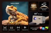 Projecteur intelligent HaoMing T5 Mini 1080P Full HD Pico 800 Ansi Lumens LCD avec autofocus, correction trapézoïdale et haut-parleur intégré
