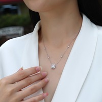 Zanlong Collier avec pendentif carré en argent sterling 925 D couleur VVS clarté dernier 18 carats plaqué or blanc avec Moissanite 13297