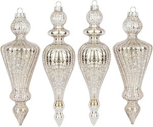 Ornamenti natalizi al mercurio a righe soffiati a mano di alta qualità ornamenti appesi in vetro - Product Image 6