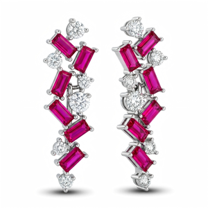 Boucles d'oreilles pendantes géométriques plaquées argent LY 925, serties de corindon rose taille émeraude rectangulaire, bijoux de fête pour femme - Product Image 2