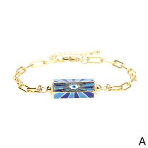 New Arrived 18K Gold Plated Stainless Steel Vintage Style Enamel <b>Bracelet</b> Hip-Hop Eye <b>Bracelet</b> Chain Jewelry - Product Image 3