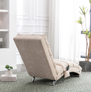OE HOME Luxury <b>Upholstered</b> Chaise Lounge <b>Chair</b> Vibration Swivel for Relaxation Modern Fixed Back Fabric Leisure Living Room - Product Image 4