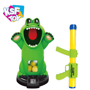 kids indoor playing funny shooting game toy crocodile shaped design safe EVA foam soft ball gun with counter - Product Image 1
