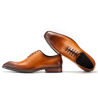 Brogue Vintage fait à la main confortable résistant à l'usure décontracté en cuir véritable chaussures pour hommes Oxford robe de mariée chaussures