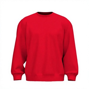เสื้อสเวตเชิ้ตคอกลมสีแดงสำหรับผู้ชาย ทรงปกติ สีพื้น ผ้าถัก สไตล์ลำลอง แขนยาว - Product Image 1