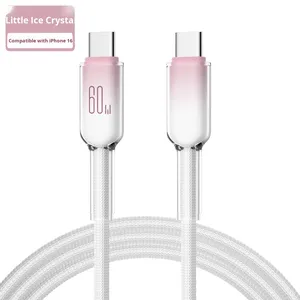 USB C Để C Nam Type-C Ice Pha Lê Nylon Điện Thoại Di Động Nhanh Chóng Sạc Cáp Dữ Liệu 60W Đối Với Samsung Huawei Đối Với Xiaomi Pd30W - Product Image 1