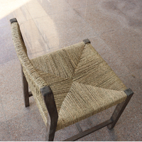 Chaise de salle à manger moderne en chêne et rotin, faite à la main, avec structure en bois tressé, design antique français massif, pour restaurant, salon, fête, mariage