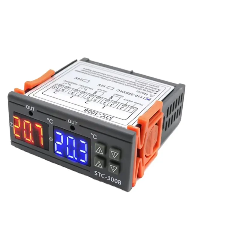 STC-3008 Dual Digital Temperature Controller Two Relay Output 12V 24V 110V-220V Thermoregulator Thermostat With Heater Cooler