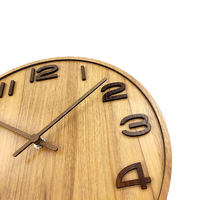 Jam Dinding Kayu MDF Retro Desain Seni Kreatif 3D Vintage Sederhana Jam Klasik Ukiran Kayu Jam Dinding Angka Besar Horloge