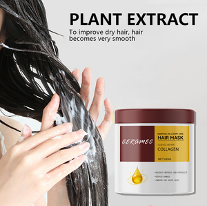 Masque capillaire de soin de luxe à l'huile essentielle, collagène, effet lisse et soyeux, élimine la sécheresse et les frisottis, <span class=keywords><strong>cheveux</strong></span> brillants, 500 ml, grand volume, OEM - Product Image 6