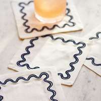 Serviettes de cocktail minimalistes de style japonais 100% lin, petites serviettes en tissu blanc avec ourlet festonné pour le thé, les bars, les mariages, la décoration de table