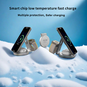 Nuevo cargador inalámbrico giratorio de Metal 3 en 1 de 360 grados de carga rápida plegable magnético Compatible para <span class=keywords><strong>iPhone</strong></span> 15 para Samsung - Product Image 2