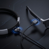 Câble de charge magnétique personnalisé à 2 broches plaqué or en cuivre 12V 2A avec adaptateur Pogo Pin pour lunettes intelligentes IA et bague connectée