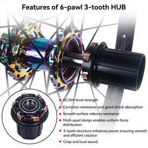 <span class=keywords><strong>MTB</strong></span> <span class=keywords><strong>29</strong></span>/27.5/26 pulgadas doble capa aleación de aluminio seis mordazas 120 sonido Hub30mm <span class=keywords><strong>llanta</strong></span> XC alta resistencia Arco Iris radios montaña rueda conjunto - Product Image 4