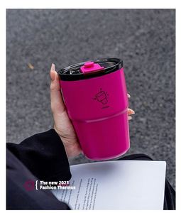 Stainless Steel Insulated Tumbler with Straw Double Wall Vacuum Travel <b>Coffee</b> Cup Cold Hot Thermal Mug for Car School Office - Product Image 2