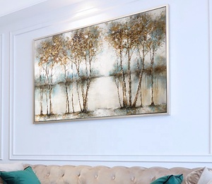 Customized Oil Hand <strong>Abstract</strong> Paintings Shore <strong>Tree</strong> <strong>Canvas</strong> Wall Art Picture Framed for Restaurant &amp; Hotel - Product Image 3