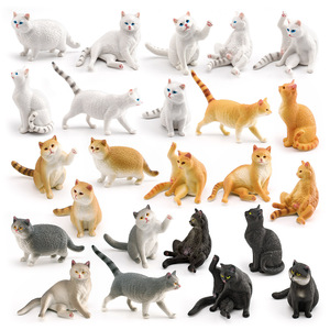 Modè<span class=keywords><strong>les</strong></span> miniatures de chats d'élevage simulés pour enfants, chats britanniques shorthair orange et corpulents, figurines décoratives en plastique - Product Image 1