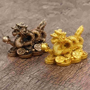 Statue de dragon doré du <span class=keywords><strong>zodiaque</strong></span> chinois, en aluminium, murale, mobile, décoration de bureau à domicile, Feng Shui, 2 pièces, YLM3005 - Product Image 5