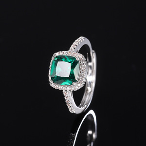 2026 new Best Seller jewelry copper gold-plated retro simulation emerald fat square simple wind suit female 8*8 - Product Image 2