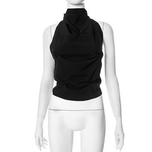Viviblook F24TP359 Débardeur d'été sexy pour femme, couleur unie, dos nu à lacets, style crop top - Product Image 4