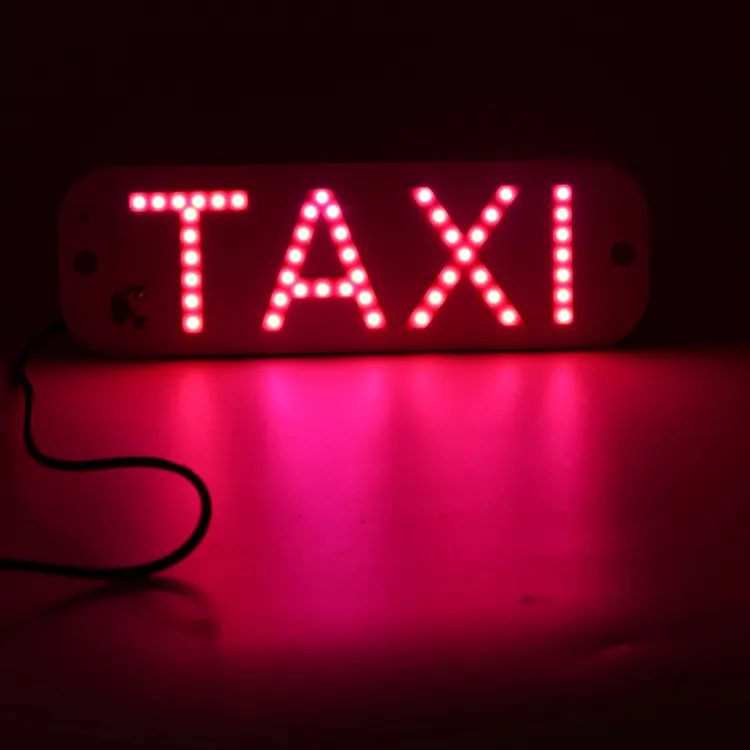 Taxi LED Sign Decor Logo de lumière LED de Taxi modifiable, crochet clignotant sur la fenêtre de la voiture avec onduleur de chargeur de voiture DC12V pour conducteur