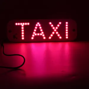 อุปกรณ์ตกแต่งป้ายรถแท็กซี่ไฟ LED โลโก้ไฟ LED เปลี่ยนสีได้มีตะขอกระพริบอยู่ที่หน้าต่างรถพร้อมอินเวอร์เตอร์ชาร์จ DC12V ในรถยนต์สำหรับคนขับ
