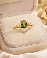 Bague unisexe en or 18 carats plaqué or, sertie de diamants, double anneau en forme de V, couleur vert olive, style luxe léger, best-seller européen et américain