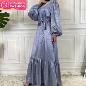 65310# Print <b>Slip</b> Satin Dresses Muslim for Ladies Kimono Abaya <b>Long</b> Modern Modest Women Dress - Product Image 1