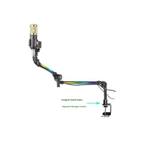 Support de microphone de bureau RVB 360 bras de flèche réglable pour téléphone Streaming en direct et jeux Support et support en métal coloré