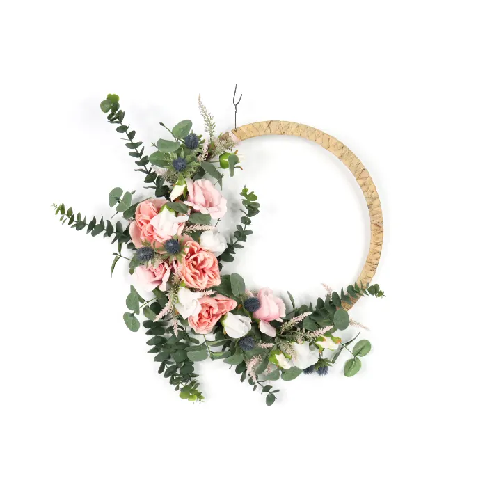 Guirnalda de flores artificiales de ratán para decoración de pared, guirnaldas de hojas de arce, hiedra, peonía, rosa, Navidad, boda, guardería