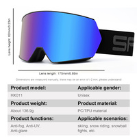 Masque de ski professionnel photochromique polarisé OTG, vision exceptionnelle, lentille magnétique, double couche, logo personnalisé, masque de snowboard d'hiver