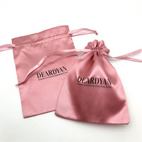 Pochette à cordon en satin de soie de beauté avec logo personnalisé Sacs de rangement en satin pour paquets de cheveux Emballage cadeau en satin
