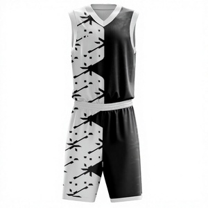 Ensemble d'uniformes de basketball sur mesure, taille plus, style professionnel, maillot et short imprimés par transfert thermique, anti-UV, respirant, séchage rapide - Product Image 1
