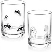 Ensemble de verres à whisky Old Fashioned Ghost & Boo Icon 14OZ |   Design mignon pour les fêtes de fin d'année et les cadeaux de décoration intérieure