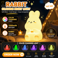 Lampe en forme d'animal pour enfants, lapin, lapin, veilleuse en Silicone pour personnalisation