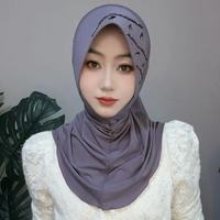 Voile instantané en éponge douce, forme fantaisie, orné de cristaux, style décontracté et simple, pour femmes musulmanes, style Dubaï