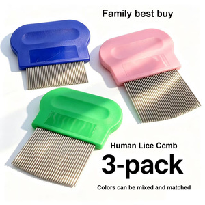 Set di 3 pettini per pidocchi in acciaio inossidabile con punta micro-Scanalata, kit professionale per la cura dei <span class=keywords><strong>capelli</strong></span> per bambini e uso domestico, all'ingrosso - Product Image 1