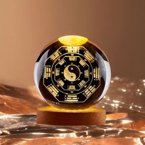 Luminous Tai Chi Bagua Crystal Ball Night <b>Light</b> Ornament for Home Office Desktop Decoration Carving Internal Design Gift Idea - Product Image 3